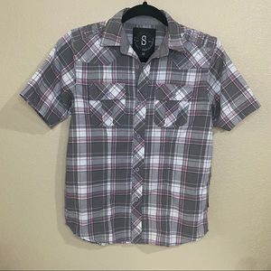 Surplus Boys Button Down Plaid Shirt Size M